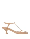 Jil Sander Woman Sandals Light Brown Size 8 Calfskin In Beige