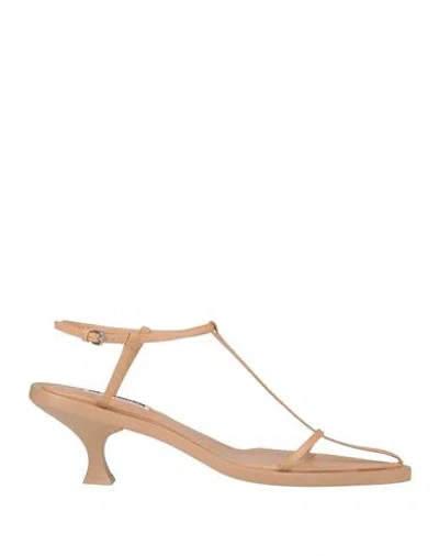 Jil Sander Woman Sandals Light Brown Size 8 Calfskin In Beige