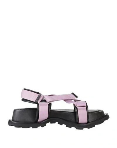 Jil Sander Woman Sandals Lilac Size 8 Textile Fibers, Leather In Purple