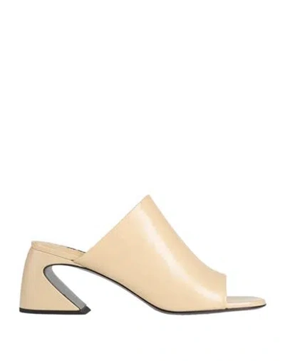 Jil Sander Woman Sandals Light Yellow Size 7 Soft Leather