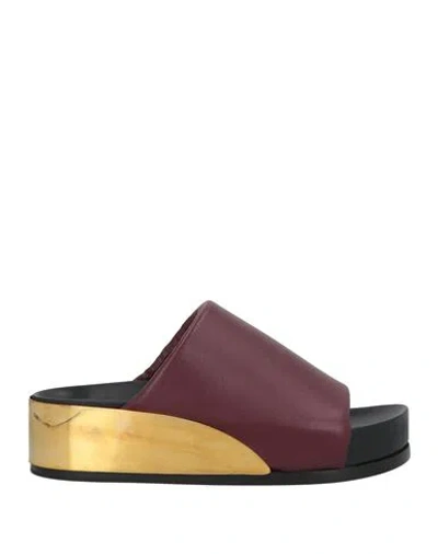 Jil Sander Woman Sandals Plum Size 5 Leather In Purple