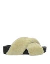 Jil Sander Shearling Cross-over Sandals In Sage Green