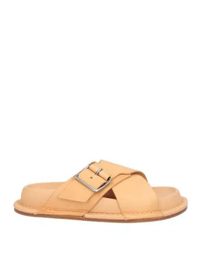 Jil Sander Woman Sandals Sand Size 8 Leather In Beige