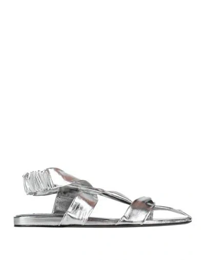 Jil Sander Woman Sandals Silver Size 8 Leather