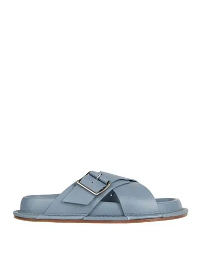 Jil Sander Woman Sandals Slate Blue Size 8 Leather