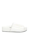 Jil Sander Gathered Calfskin Sandals With Design In White