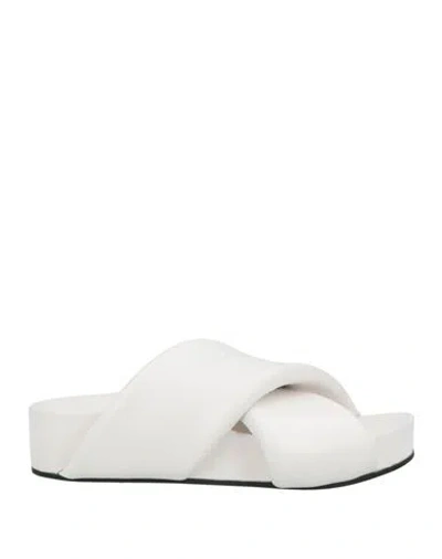 Jil Sander Woman Sandals White Size 8 Leather