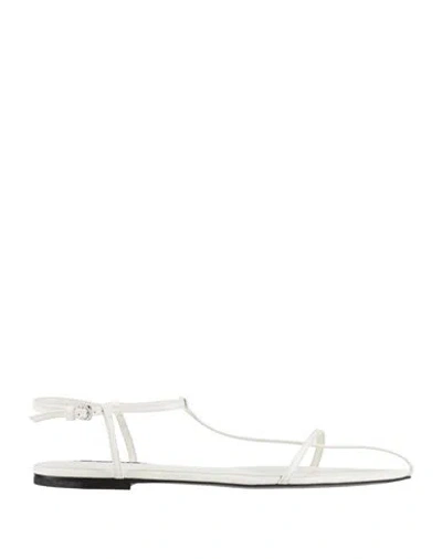 Jil Sander Woman Sandals White Size 8 Leather