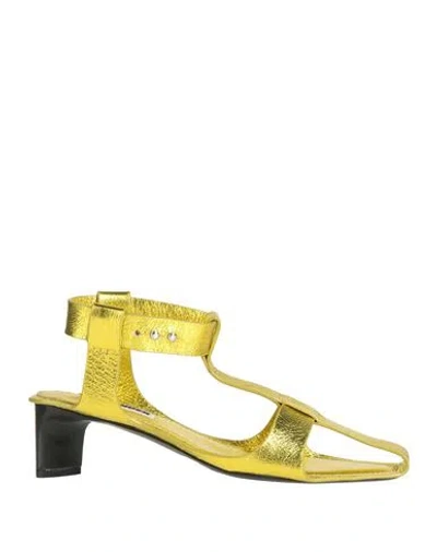 Jil Sander Woman Sandals Yellow Size 7 Leather