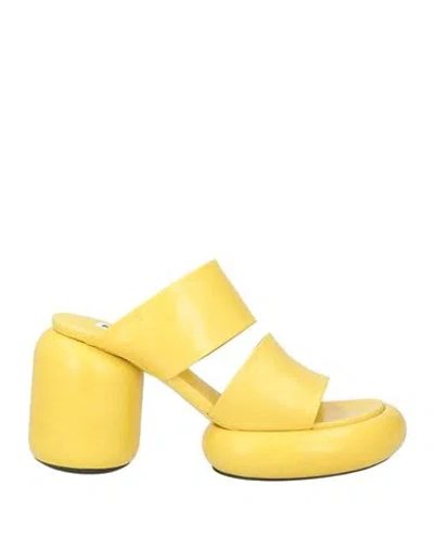 Jil Sander Woman Sandals Yellow Size 7 Leather