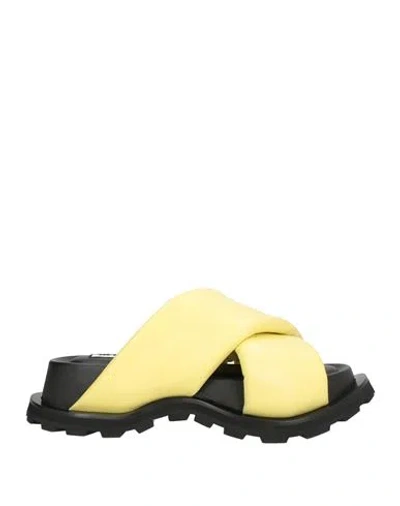 Jil Sander Woman Sandals Yellow Size 8 Leather