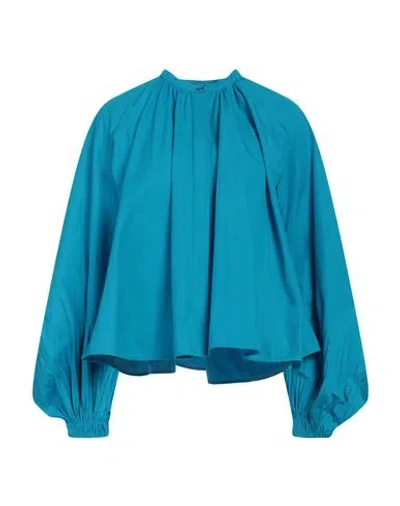 Jil Sander Woman Shirt Azure Size 10 Cotton In Blue