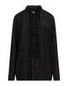 Jil Sander Ruffle Detail Fluid Viscose Shirt In Black