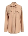 Jil Sander Woman Shirt Camel Size 6 Virgin Wool In Beige