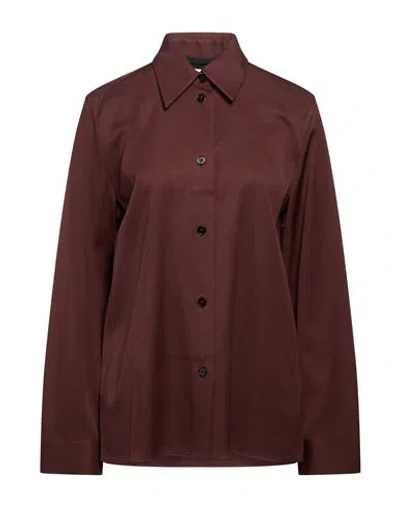 Jil Sander Woman Shirt Chocolate Brown Size 2 Virgin Wool