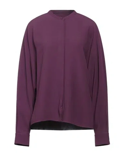 Jil Sander Woman Shirt Dark Purple Size 6 Viscose, Acetate