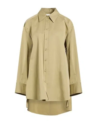 Jil Sander Woman Shirt Khaki Size 4 Cotton, Silk In Neutral