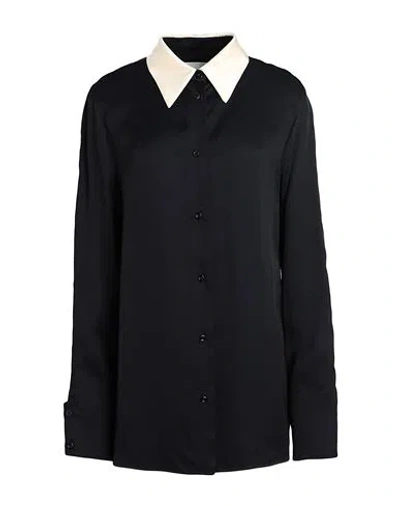 Jil Sander Woman Shirt Midnight Blue Size 6 Viscose