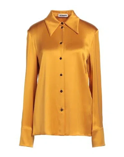 Jil Sander Point-collar Silk Shirt In Giallo