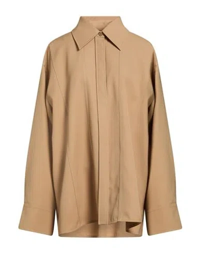 Jil Sander Woman Shirt Sand Size 6 Wool In Brown