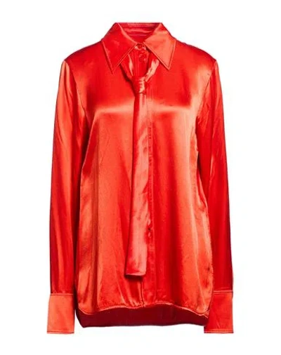 Jil Sander Woman Shirt Tomato Red Size 4 Viscose, Cupro