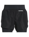Jil Sander Logo Tech Layered Running Shorts In Black