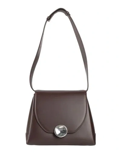 Jil Sander Woman Shoulder Bag Dark Brown Size - Calfskin