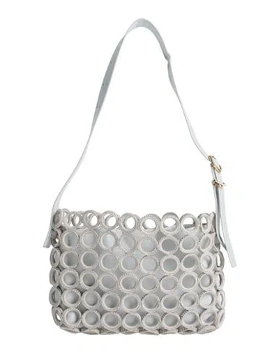 Jil Sander Woman Shoulder Bag Grey Size - Leather, Textile Fibers In Grey