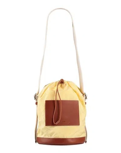 Jil Sander Woman Shoulder Bag Light Yellow Size - Textile Fibers, Leather