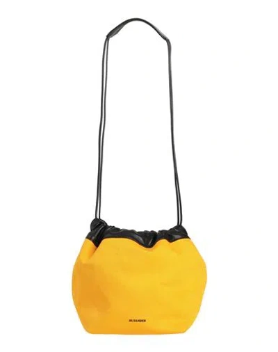 Jil Sander Woman Shoulder Bag Mandarin Size - Leather, Textile Fibers In Orange