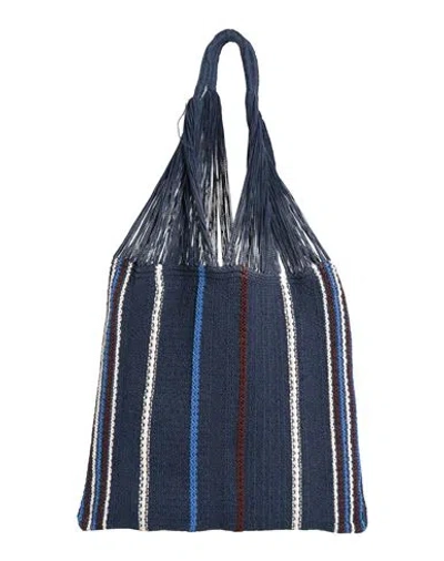 Jil Sander+ Woman Shoulder Bag Navy Blue Size - Cotton, Virgin Wool