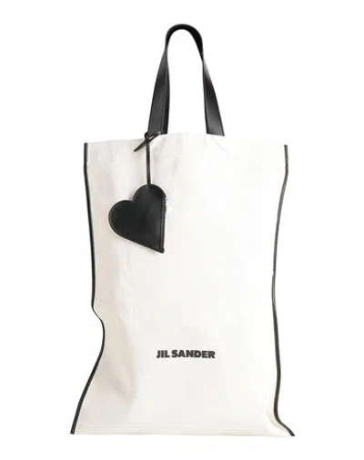 Jil Sander Woman Shoulder Bag Off White Size - Cotton, Linen, Leather