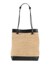 Jil Sander Woman Shoulder Bag Sand Size - Leather, Straw