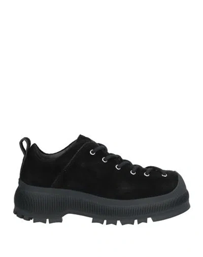 Jil Sander Woman Sneakers Black Size 11 Leather