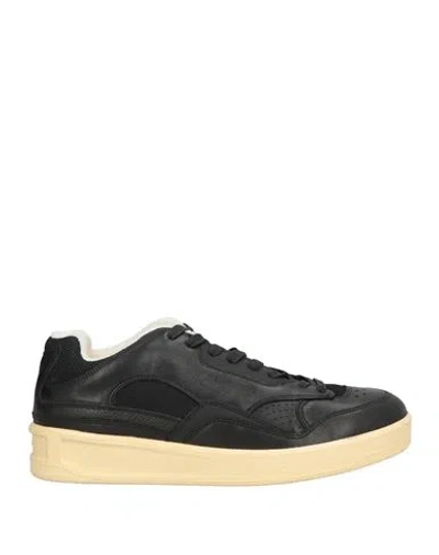 Jil Sander Woman Sneakers Black Size 7 Leather In Animal Print