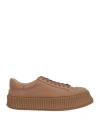 Jil Sander Woman Sneakers Camel Size 10 Calfskin In Brown