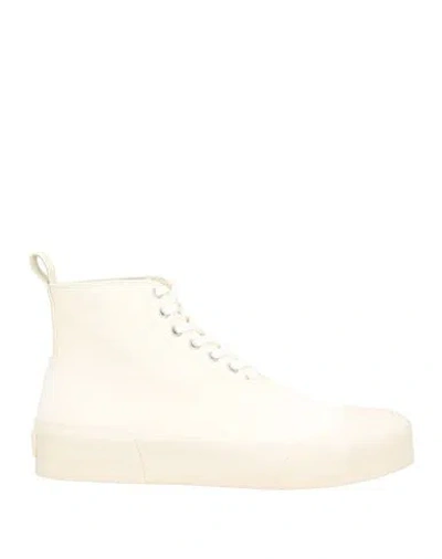 Jil Sander Woman Sneakers Ivory Size 10 Leather In White