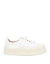 Jil Sander Woman Sneakers Ivory Size 8 Leather In White