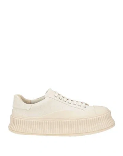 Jil Sander Woman Sneakers Ivory Size 8 Textile Fibers In White