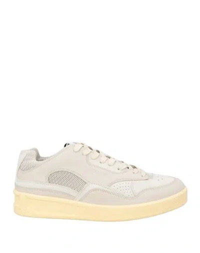 Jil Sander Woman Sneakers Light Grey Size 7 Leather In White