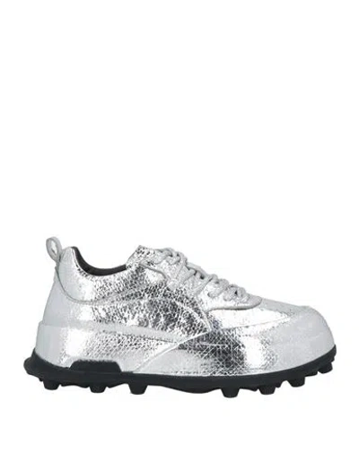 Jil Sander Woman Sneakers Silver Size 8 Leather