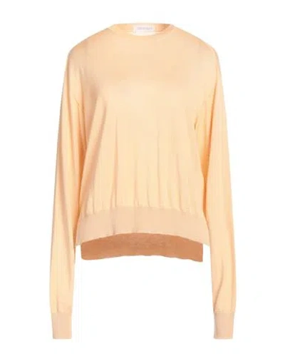 Jil Sander Woman Sweater Apricot Size 12 Cashmere, Virgin Wool, Silk In Orange