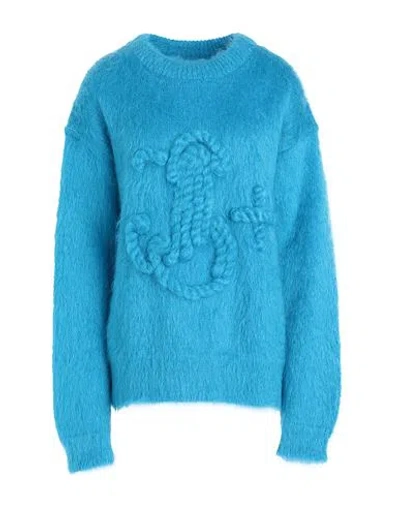Jil Sander Woman Sweater Azure Size 4 Mohair Wool, Polyamide In Blue