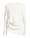 Jil Sander Woman Sweater White Size 6 Cotton, Ramie, Cellulose In Beige
