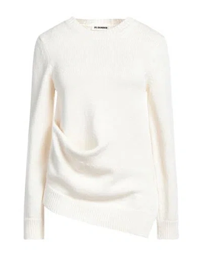 Jil Sander Woman Sweater White Size 6 Cotton, Ramie, Cellulose In Beige