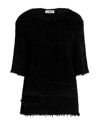 Jil Sander Woman Sweater Black Size 16 Silk, Cotton