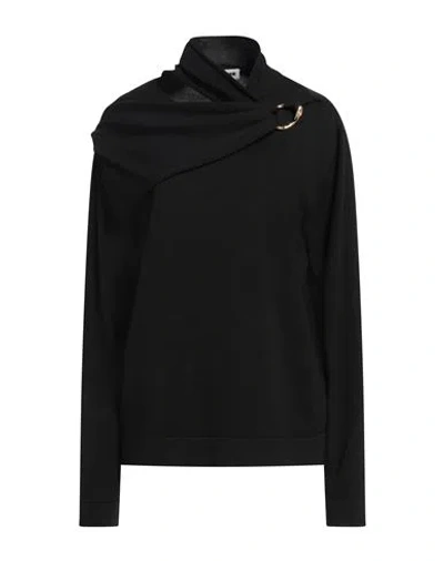 Jil Sander Wool Knit Long Sleeve Top W/ Ring Detail In Black