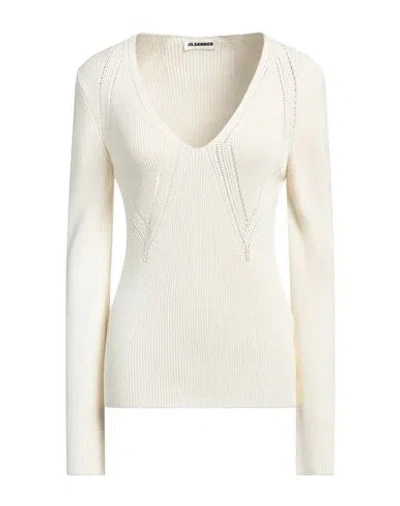 Jil Sander Woman Sweater Cream Size 10 Viscose, Cotton, Polyamide In White