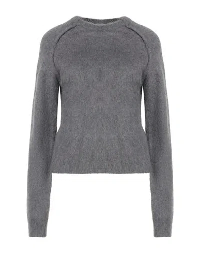 Jil Sander Woman Sweater Grey Size 6 Virgin Wool, Mohair Wool, Silk