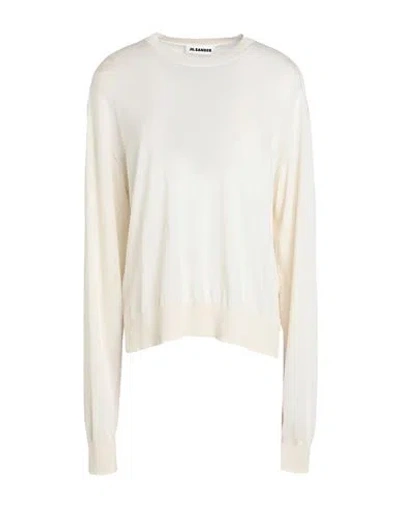 Jil Sander Woman Sweater Ivory Size 4 Cashmere, Virgin Wool, Silk In Weiss
